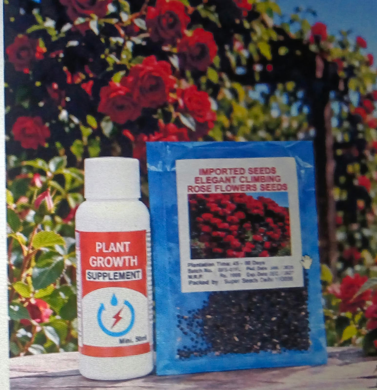 Climbing Rose Flower Seeds & Plant Growth Supplement Kit